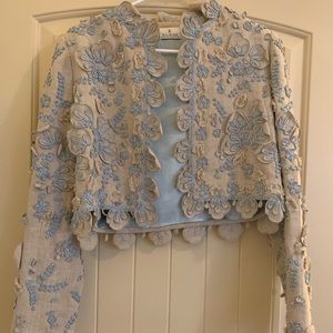 Bill Blass Floral Embroidered Crop Jacket